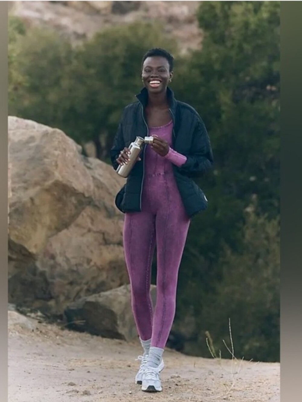 FP Movement Good Karma Corset Long Sleeve Onesie In Washed Black Mulberry Tea